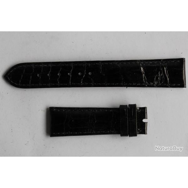 PATEK PHILIPPE Bracelet montre cuir noir brillant 20 mm