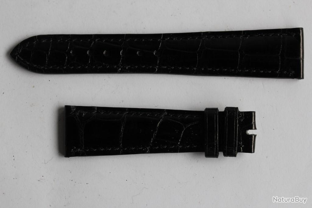 Bracelet Montre Patek Philippe Cuir Noir 20 Mm - Occasion De Luxe