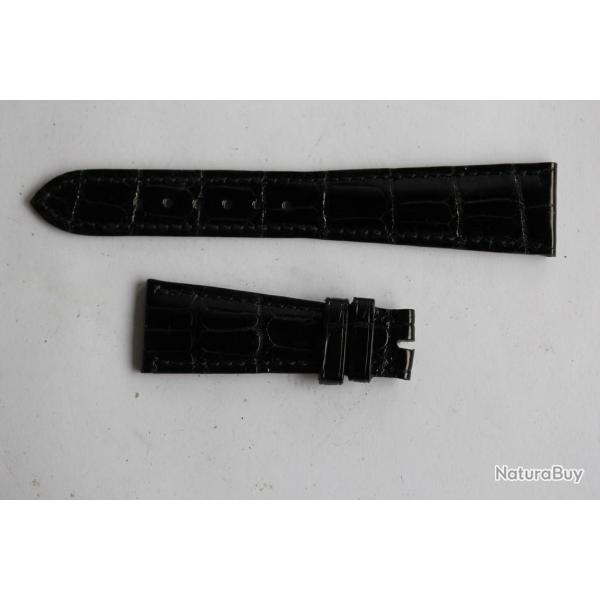 PATEK PHILIPPE Bracelet montre cuir noir brillant 22 mm