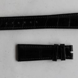 PATEK PHILIPPE Bracelet montre cuir noir brillant 20 mm