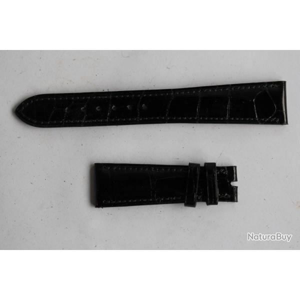 PATEK PHILIPPE Bracelet montre cuir noir brillant 20 mm
