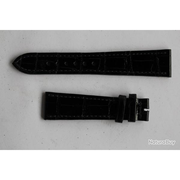 PATEK PHILIPPE Bracelet montre cuir noir brillant 20 mm