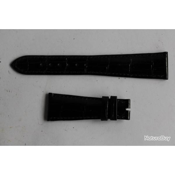 PATEK PHILIPPE Bracelet montre cuir noir brillant 22 mm