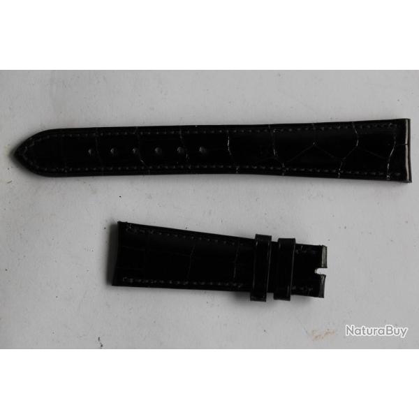 PATEK PHILIPPE Bracelet montre cuir noir brillant 20 mm