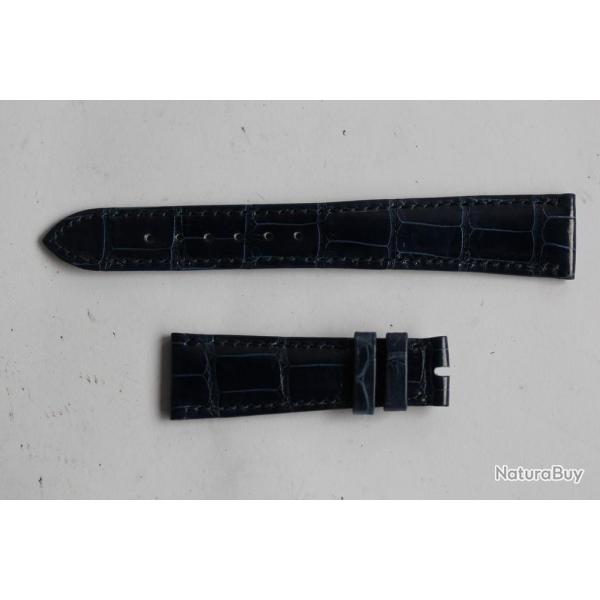 PATEK PHILIPPE Bracelet montre cuir bleu brillant 20 mm