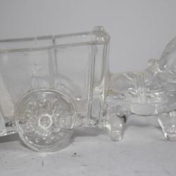 Cendrier cristal moulé Attelage Cheval.