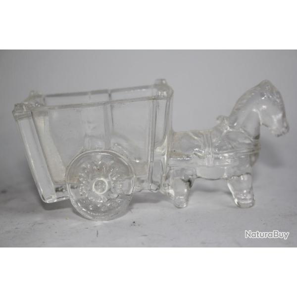 Cendrier cristal moul� Attelage Cheval.
