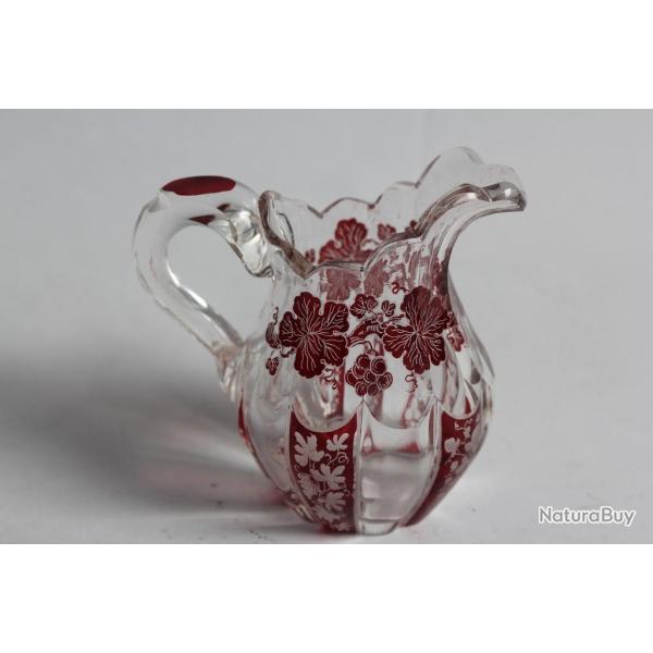 Pichet miniature cristal �maill� Vignes XIXe si�cle