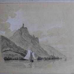 Dessin original Drachenfels massif Siebengebirge Allemagne