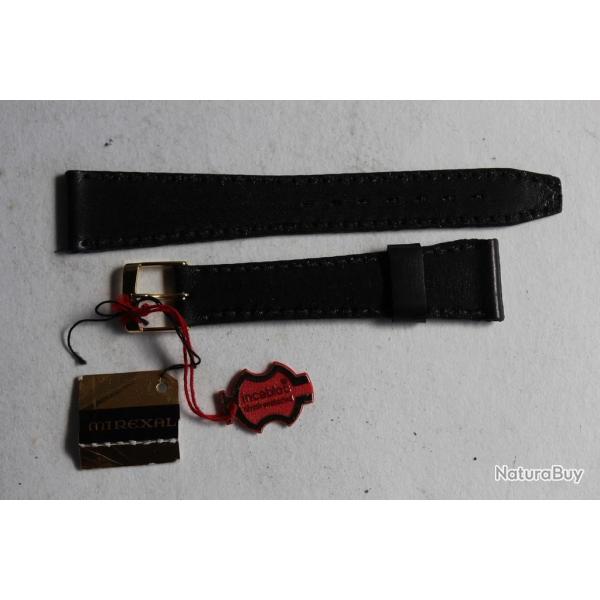 MIREXAL Bracelet pour montre cuir noir 18 mm