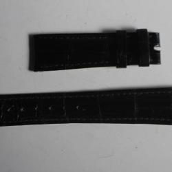 PATEK PHILIPPE Bracelet montre cuir noir brillant 19 mm
