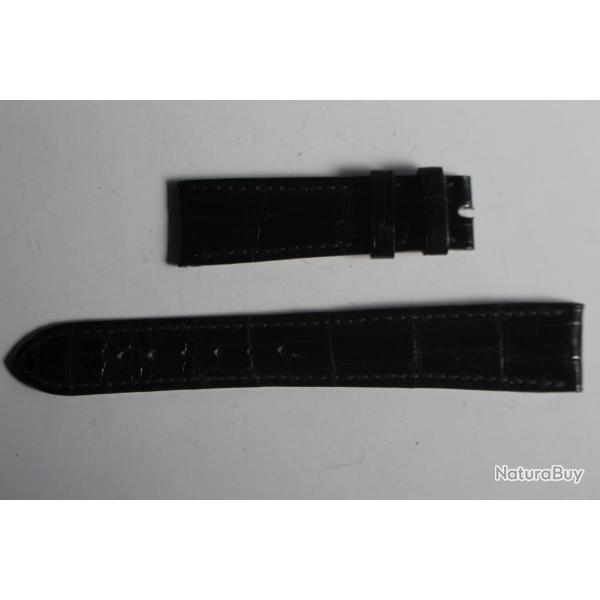PATEK PHILIPPE Bracelet montre cuir noir brillant 19 mm
