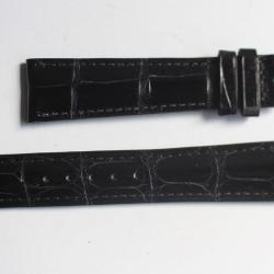 PATEK PHILIPPE Bracelet montre cuir noir brillant 19 mm