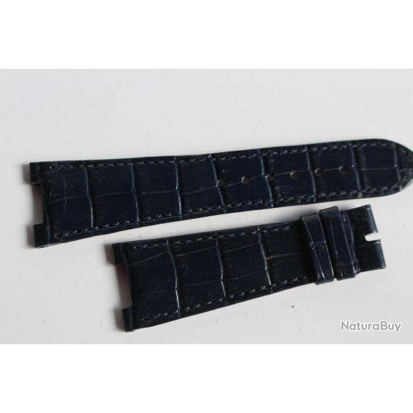PATEK PHILIPPE Bracelet montre cuir bleu fonc� mat 25 mm