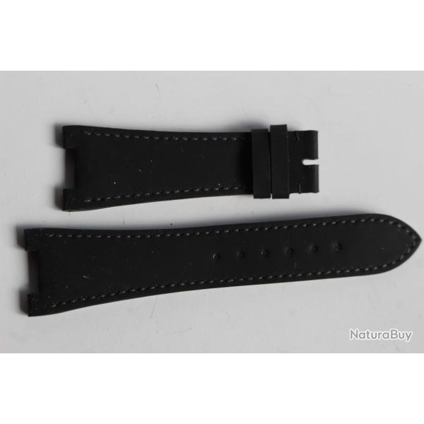 PATEK PHILIPPE Bracelet montre cuir noir mat 25 mm
