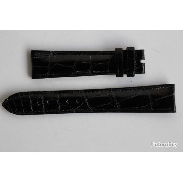 PATEK PHILIPPE Bracelet montre cuir noir 19 mm