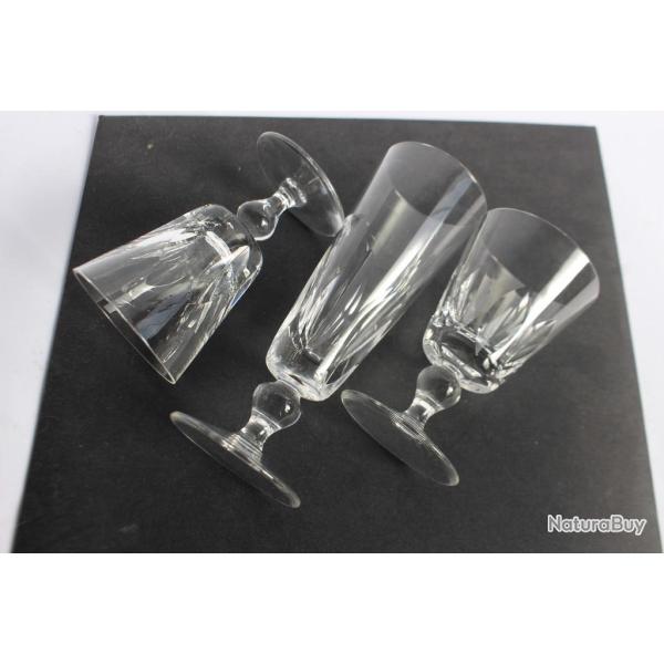 Saint Louis 3 verres cristal mod�le Jersey
