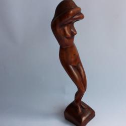 E.DARBOUZE sculpture bois  Femme nue  Art populaire Haïti
