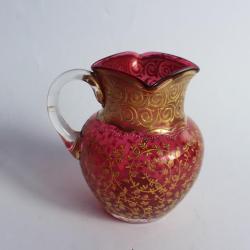 Pot à crème cristal rouge émaillé or