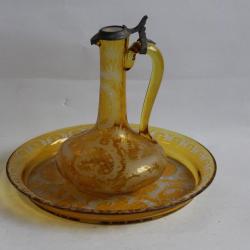 Carafe + plateau cristal grav&eacute; Allemagne Art de la table