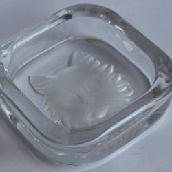 SEVRES FRANCE Cendrier cristal t&ecirc;te de chat