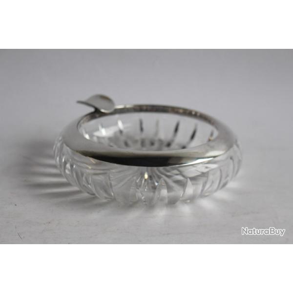 Cendrier cristal et argent massif