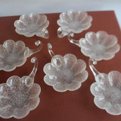 Anciennes coupelles &agrave; glace en cristal givr&eacute; (x 7) Art de la table