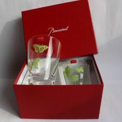 Paire de verres Gobelets BACCARAT Poetic Garden vert
