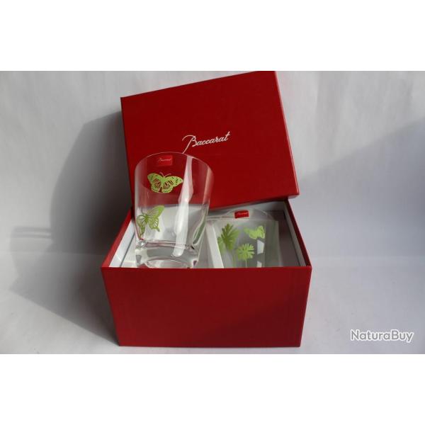 Paire de verres Gobelets BACCARAT Poetic Garden vert