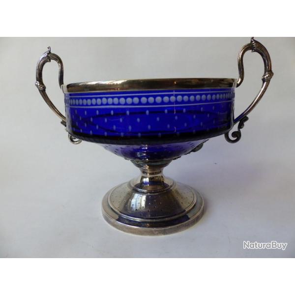 Drageoir argent cristal overlay bleu France