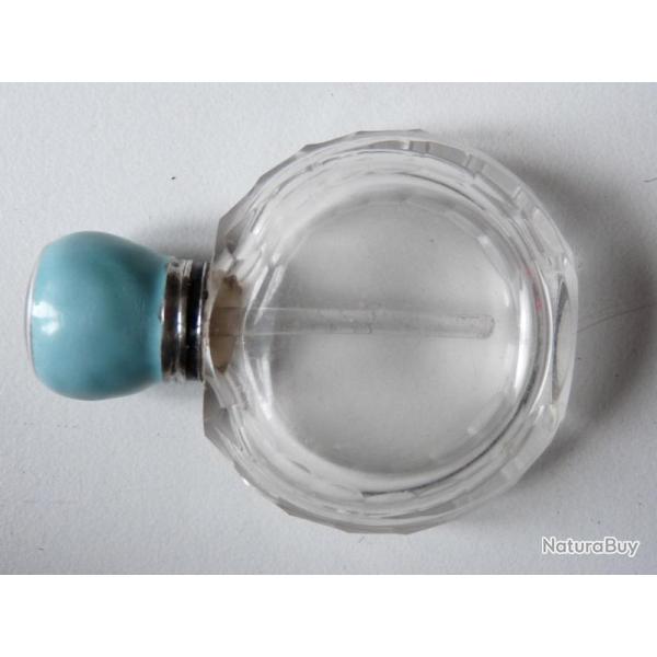 Petit flacon a parfum cristal et argent �maill�