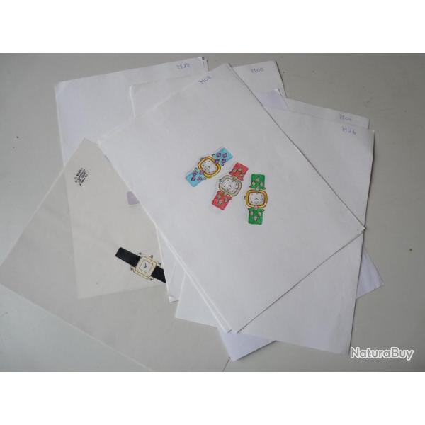 Ensemble ( 14 ) dessins originaux montres