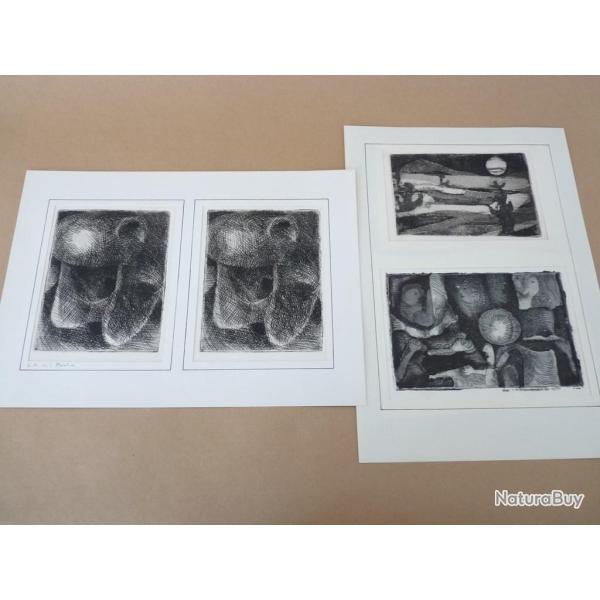 Quatre lithographies �preuve d'artiste C. Berlie