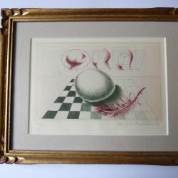 Lithographie originale Daniela Havl&iacute;ckov&aacute; 1973 Tch&egrave;que