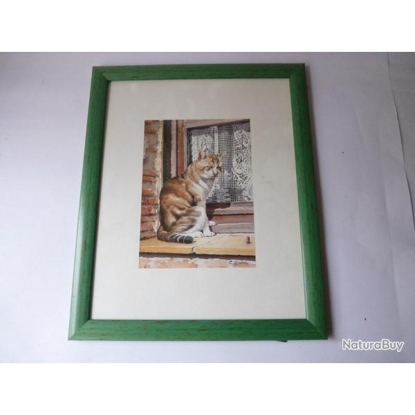 Lithographie Chat C. Graniou