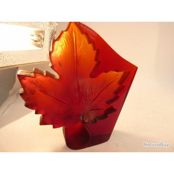 Sculpture feuille de vigne cristal vin vigne d�coration