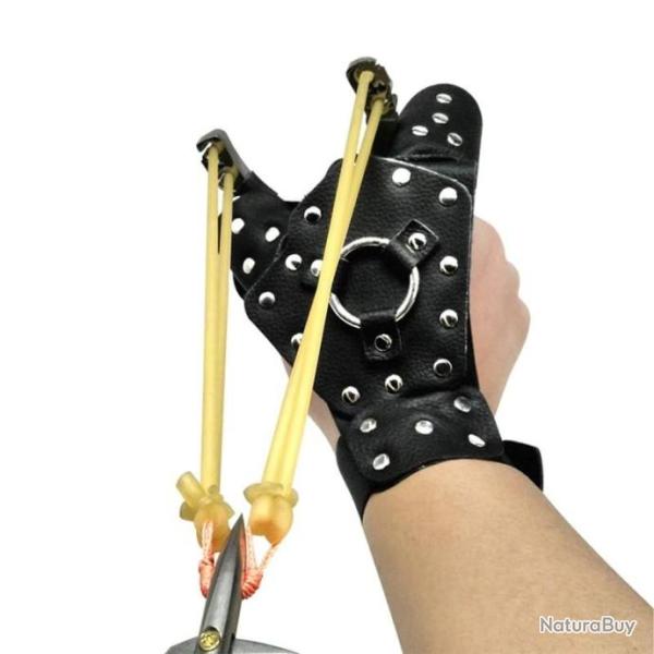 Bon Plan Gants De S�curit� P�che Tir Arc Lance Pierres Feuilles Acier Recouvert Cuir Noir Protection