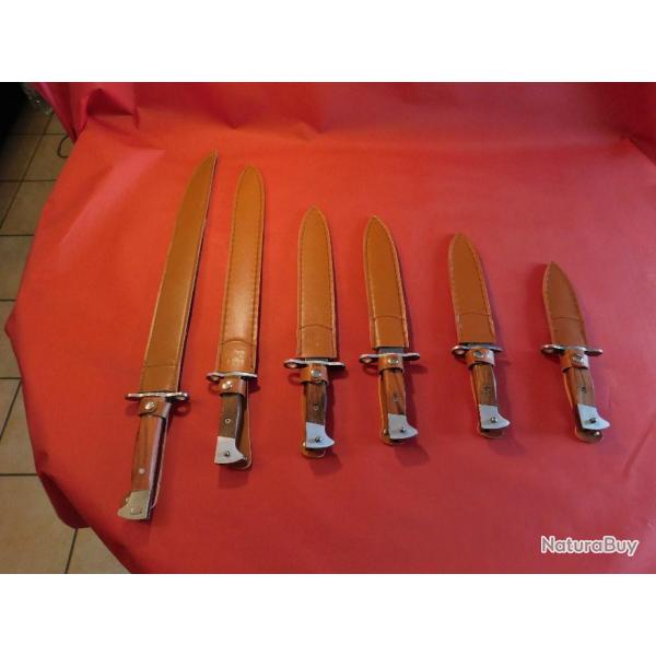 LOT DE 6 BAIONNETTES DROITE AK47 DE 26 CM, 31 CM, 34.5 CM 39 CM, 51 CM ET 61 CM POUR KALASH