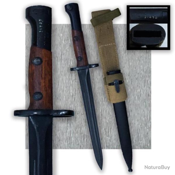 MILITARIA BELGE : TRES RARE BAIONNETTE BELGE SA / FN 1949, EXPORT EGYPTE, M�ME NUM�RO, ORIGINAL #27