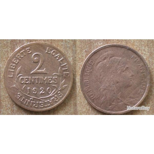 France 2 Centimes 1920 Piece Dupuis Centime De Franc Francs