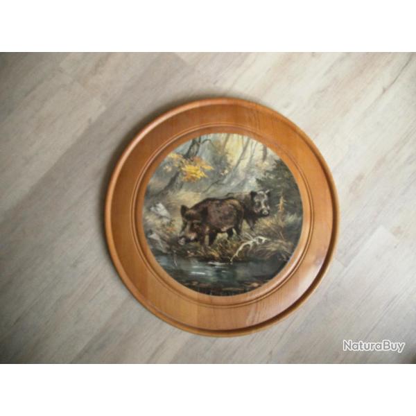 CIBLE EN BOIS MASSIF DECOR SANGLIERS