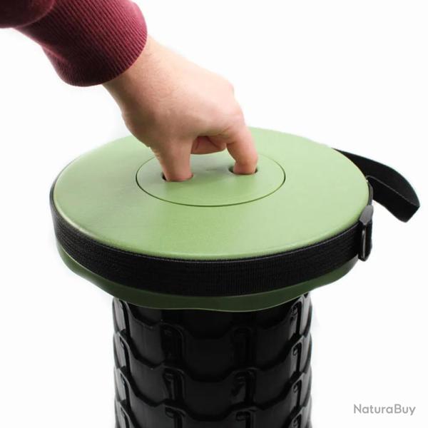 Tabouret t�lescopique kaki et noir r�glable en hauteur de 6 � 45 cm