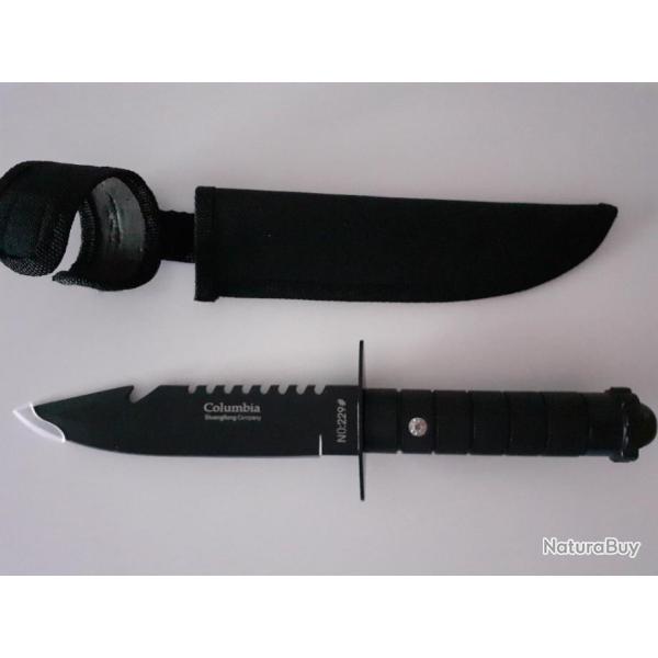 Couteau Poignard Droit COLUMBIA + Etui Chasse Randonn�e