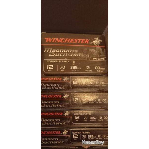 LOT DE 25 CHEVROTINES WINCHESTER BUCKSHOT CUIVREE 12/70 12 GRAINS