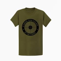 T-shirt Tir Sportif - Garde ton Calme et va tirer - Kaki / Noir