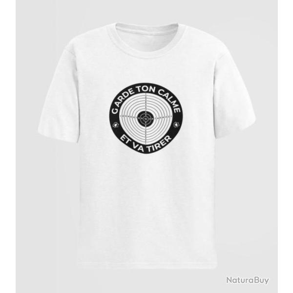 T shirt Tir Sportif Garde ton Calme et va tirer Blanc