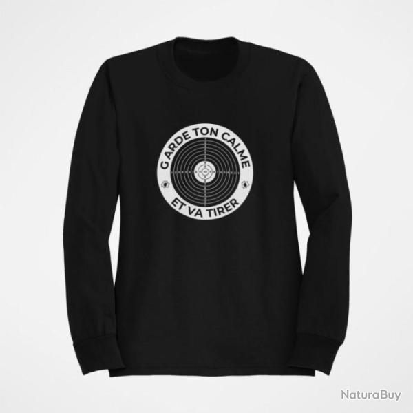 Sweat Tir Sportif Garde ton Calme et va tirer Noir
