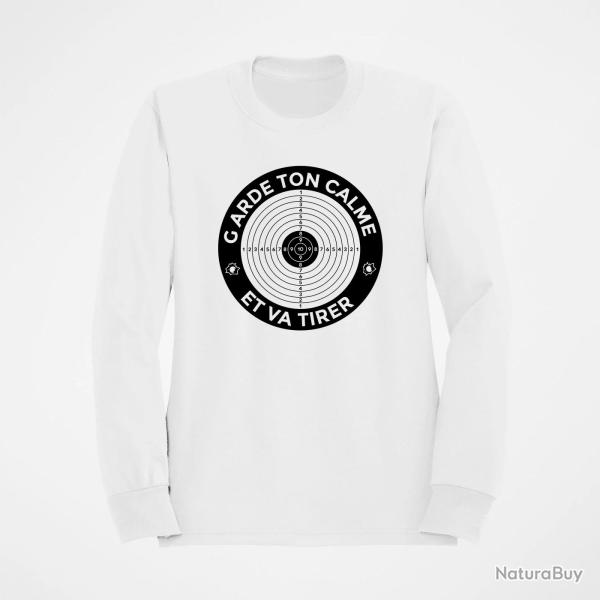 Sweat Tir Sportif - Garde ton Calme et va tirer - Blanc