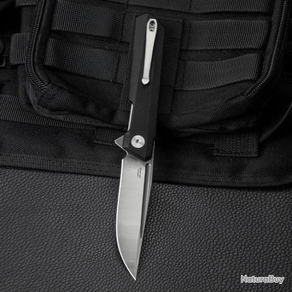 Couteau Bestech Bestechman Dundee Black Lame Acier D2 Manche G10 IKBS Linerlock Clip BTKMK01D
