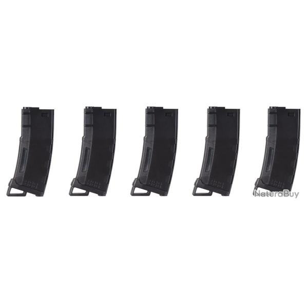 Pack de 5 chargeurs Mid-cap Speed 130 billes pour M4 AEG noir